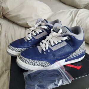 Jordan Air Retro 3 Box in Navy with Elephant Print Accents